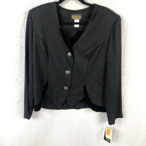Vintage Virgo II Jacket Womens 14 Black Evening Event Velvet Trim Christmas NEW